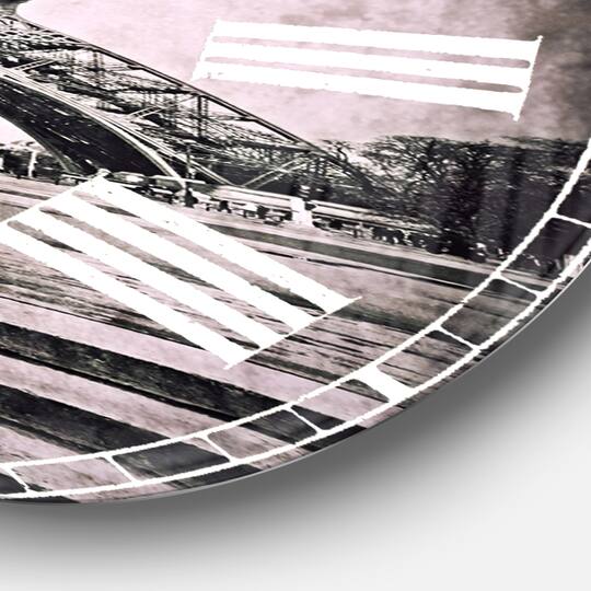 Designart 'Paris Eiffel Towerin Gray Shade French Country Wall Clock